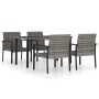 Set da Pranzo da Giardino 5 pz in Polyrattan Grigio