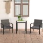 Set da Pranzo da Giardino 3 pz in Polyrattan Grigio