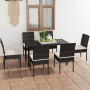 Set da Pranzo da Giardino 7 pz in Polyrattan Nero