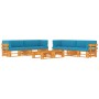 Set Divani in Pallet con Cuscini 6 pz in Pino Impregnato Miele