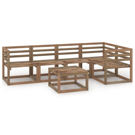 Set Salotto da Giardino 6pz in Legno di Pino Impregnato Marrone