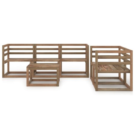 Set Salotto da Giardino 6pz in Legno di Pino Impregnato Marrone