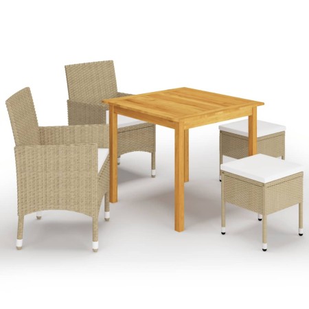 Set Mobili da Pranzo per Giardino 5 pz Beige