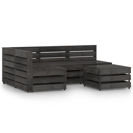 Set Salotto da Giardino 5 pz in Legno di Pino Impregnato Grigio