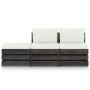 Set Salotto da Giardino 3pz con Cuscini Legno Impregnato Grigio