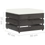 Set Salotto da Giardino 3pz con Cuscini Legno Impregnato Grigio