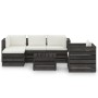 Set Salotto da Giardino 6pz con Cuscini Legno Impregnato Grigio