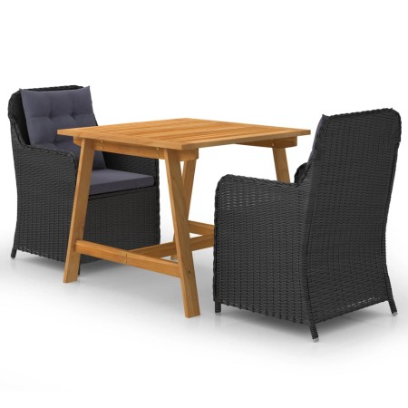 Set Mobili da Pranzo per Giardino 3 pz Nero