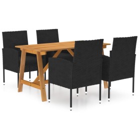 Set Mobili da Pranzo per Giardino 5 pz Nero