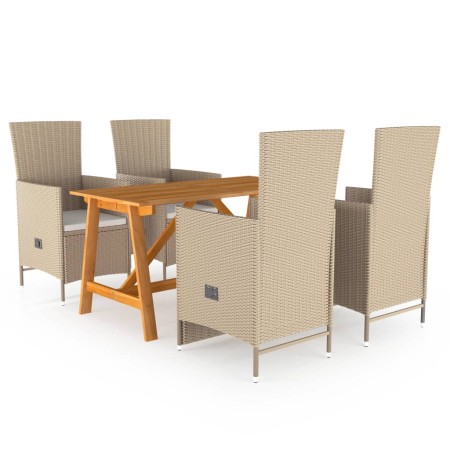 Set Mobili da Pranzo per Giardino 5 pz Beige