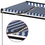 Tenda da Sole Retrattile Manuale LED 500x350 cm Blu e Bianca