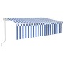 Tenda Sole Retrattile Automatica con Parasole 6x3m Blu Bianco