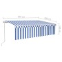 Tenda Sole Retrattile Automatica con Parasole 6x3m Blu Bianco