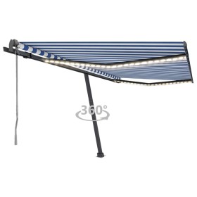 Tenda Automatica con Sensore Vento e LED 400x300 cm Blu Bianca