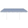 Tenda Automatica con Sensore Vento e LED 4,5x3 m Blu Bianca