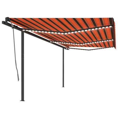 Tenda Automatica con Sensore Vento e LED 6x3 m Arancio Marrone