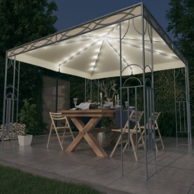 Gazebo con Stringa di Luci LED 300x300 cm Crema