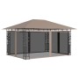 Gazebo con Zanzariera Luci LED 4x3x2,73 m Grigio Talpa