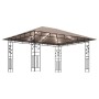 Gazebo con Zanzariera Luci LED 4x3x2,73 m Grigio Talpa