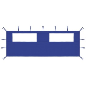 Parete con Finestre per Gazebo 6x2 m Blu