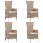 Set Mobili da Pranzo per Giardino 7 pz in Polyrattan Beige