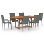 Set Mobili da Pranzo Giardino 7 pz in Polyrattan Grigio