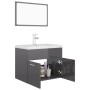 Set Mobili da Bagno Grigio Lucido in Truciolato