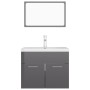 Set Mobili da Bagno Grigio Lucido in Truciolato