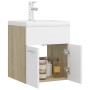 Mobile Lavabo Integrato Bianco Rovere Sonoma Legno Multistrato