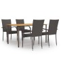 Set Mobili da Pranzo Giardino 5 pz in Polyrattan Marrone