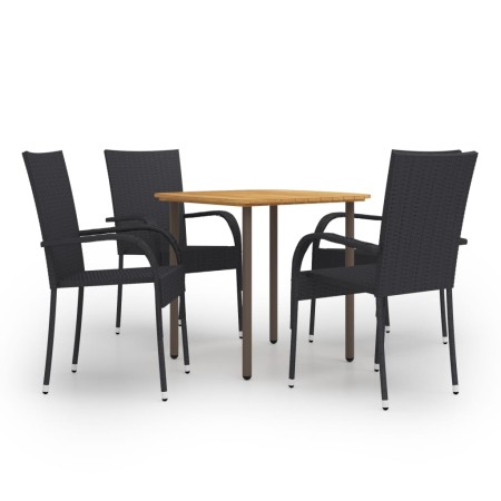 Set Mobili da Pranzo Giardino 5 pz in Polyrattan Nero