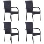 Set Mobili da Pranzo Giardino 5 pz in Polyrattan Nero