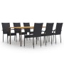 Set Mobili da Pranzo Giardino 7 pz in Polyrattan Nero