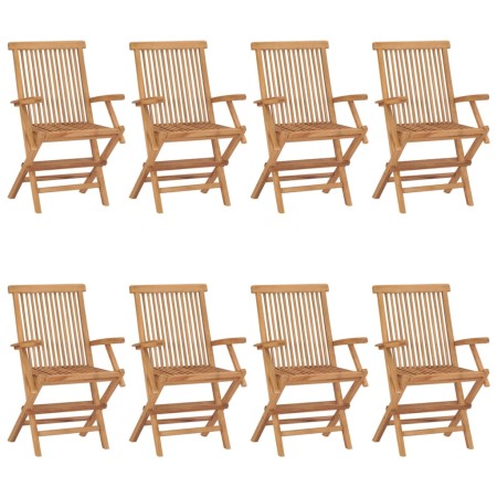 Sedie da Giardino con Cuscini Blu 8 pz Legno Massello di Teak