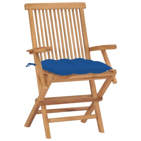 Sedie da Giardino con Cuscini Blu 8 pz Legno Massello di Teak