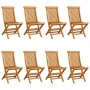 Sedie da Giardino con Cuscini Beige 8 pz in Massello di Teak