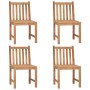 Sedie da Giardino 4 pz con Cuscini in Legno Massello di Teak