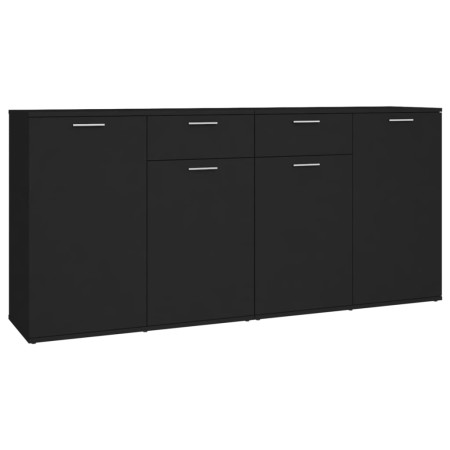 Credenza Nera 160x36x75 cm in Legno Multistrato