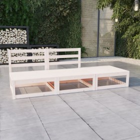 Set Divani da Giardino 3 pz Bianco in Legno Massello di Pino