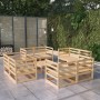 Set Divani da Giardino 9 pz con Cuscini Legno Massello di Pino