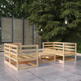 Set Divani da Giardino 5 pz in Legno Massello di Pino