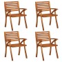 Sedie da Giardino con Cuscini 4 pz in Legno Massello di Acacia