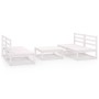 Set Divani da Giardino 5 pz Bianco in Legno Massello di Pino