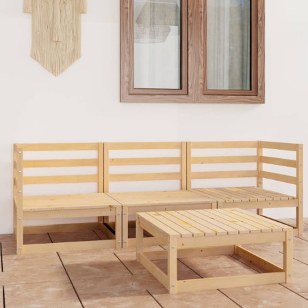 Set Divani da Giardino 4 pz in Legno Massello di Pino