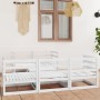 Set Divani da Giardino 6 pz Bianco in Legno Massello di Pino