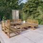 Set Divani da Giardino 7 pz Miele in Legno Massello di Pino