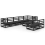 Set Divani da Giardino 9 pz Nero in Legno Massello di Pino