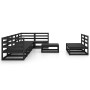 Set Divani da Giardino 9 pz Nero in Legno Massello di Pino