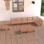 Set Divani da Giardino 9 pz Miele in Legno Massello di Pino