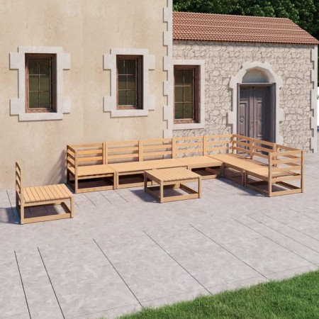 Set Divani da Giardino 9 pz in Legno Massello di Pino